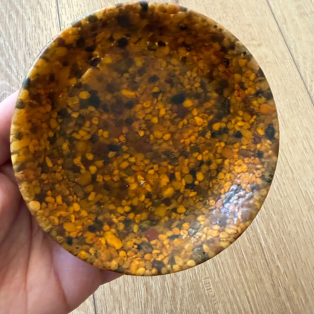 Vintage Stone Mill Designs Santa Cruz Resin Pebble Trinket Dish Bowl Earth Tone